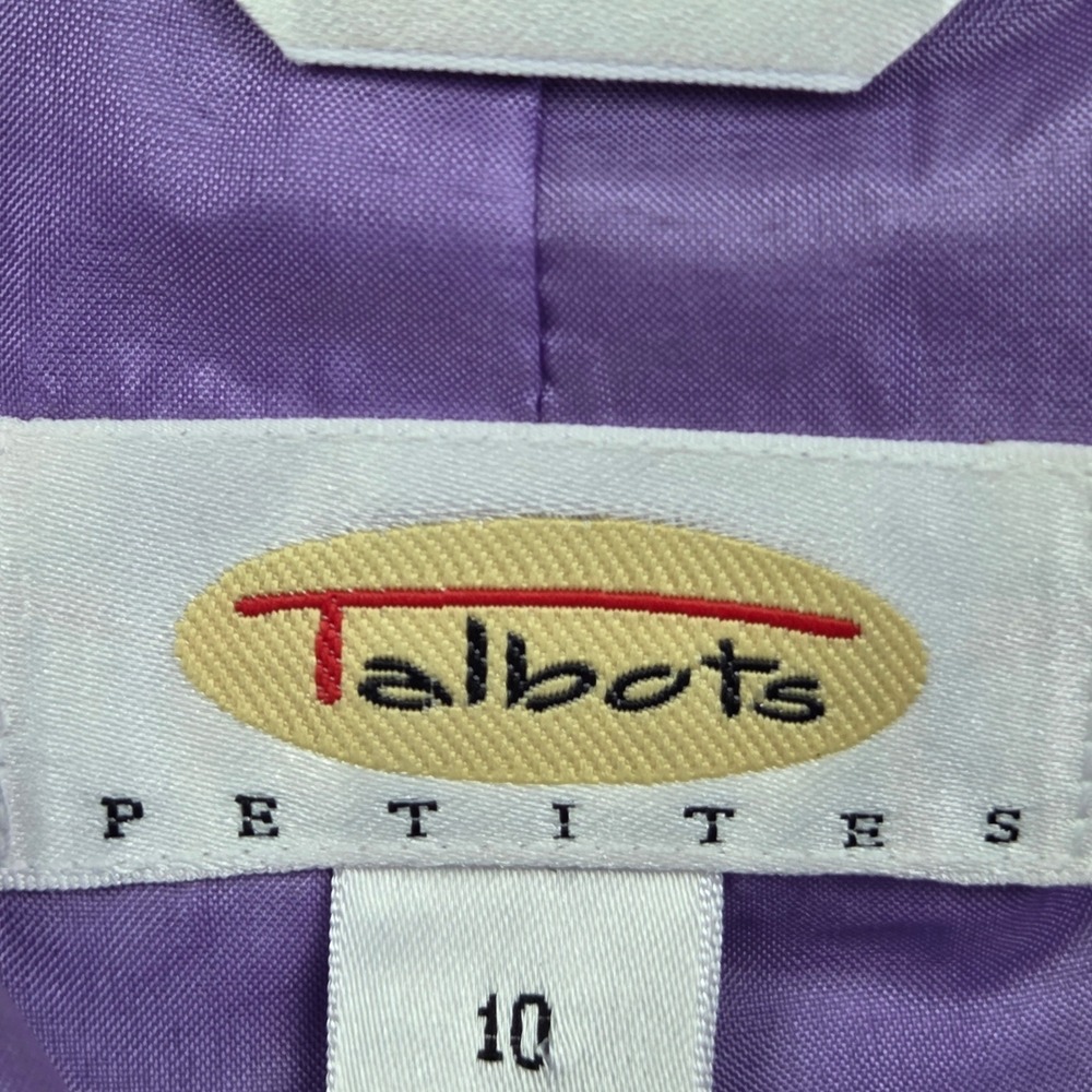 Talbots Irish Linen Blazer Jacket Womens 10P Petite Two Button Lined Lavender